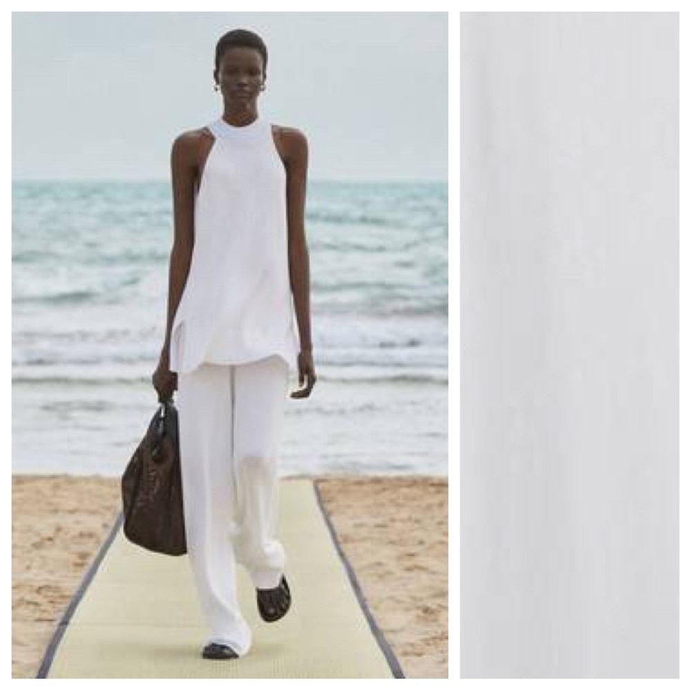 NWT. Massimo Dutti White Viscose Knit Halter High Neck Top. Size XS.